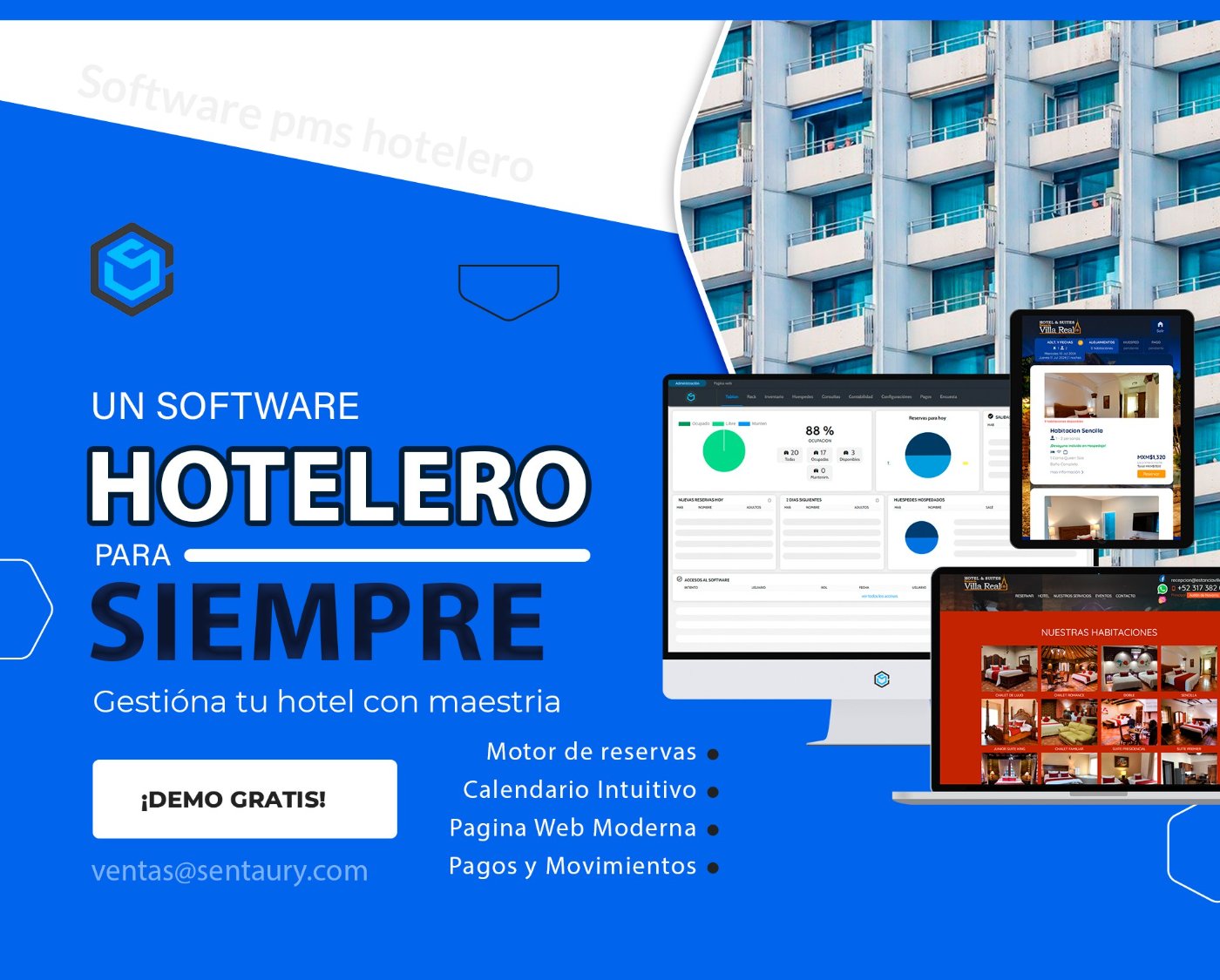 Banner sobre un software hotelero duradero y moderno