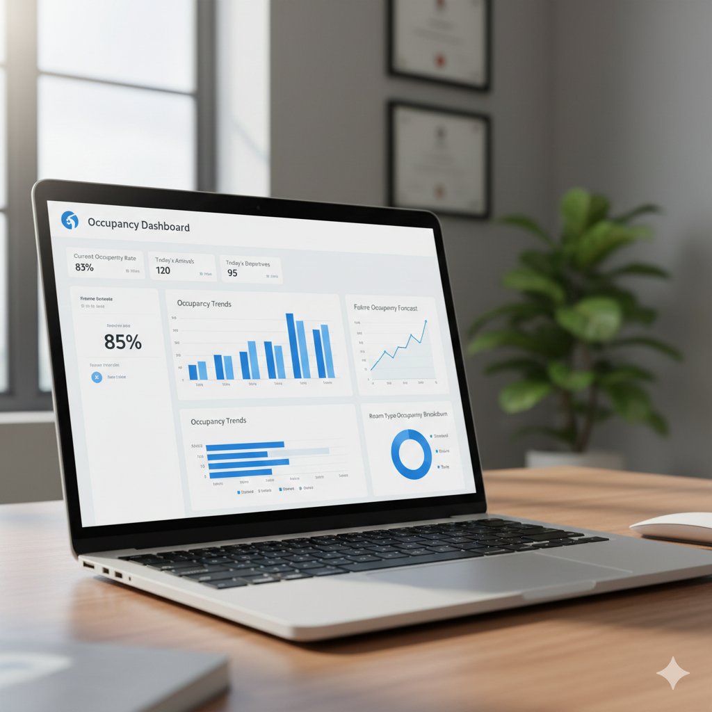 Dashboard de ocupación hotelera en software PMS moderno