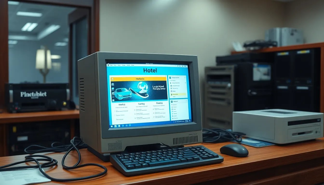 Imagen de un sistema hotelero viejo y obsoleto
